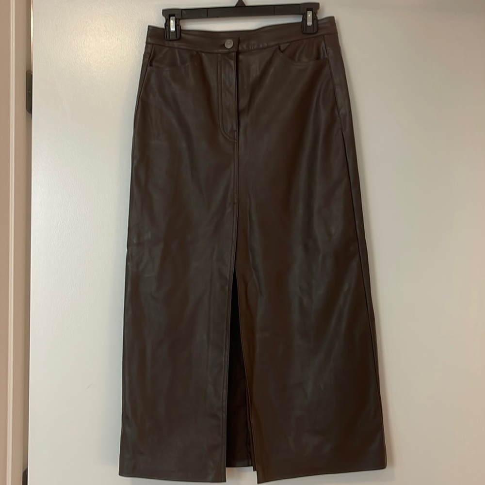 Faux Leather Midi Skirt